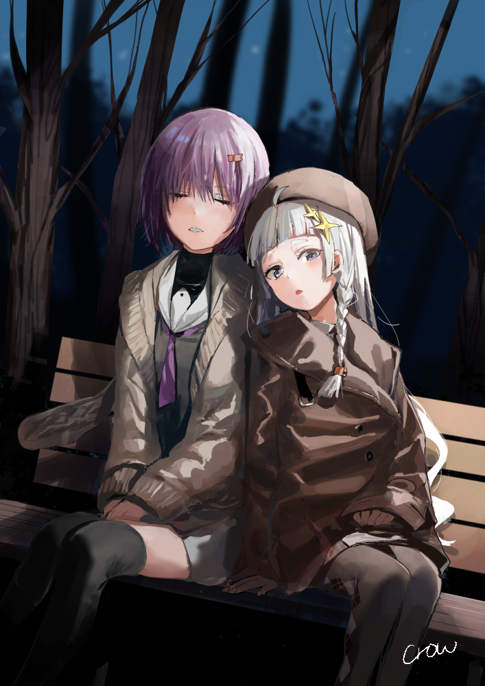 Angled Bench Frame Safebooru - 2girls a.i. voice ahoge bad id bad twitter id bare tree ...