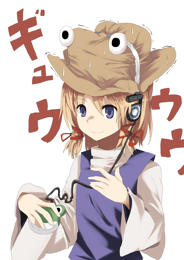 Safebooru Blonde Hair Blue Eyes Digital Media Player Hat Headphones Koss Mieharu Moriya Suwako 