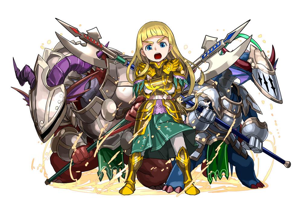 Safebooru - >:o 1girl :o adachi yousuke armor blonde hair blue eyes ...