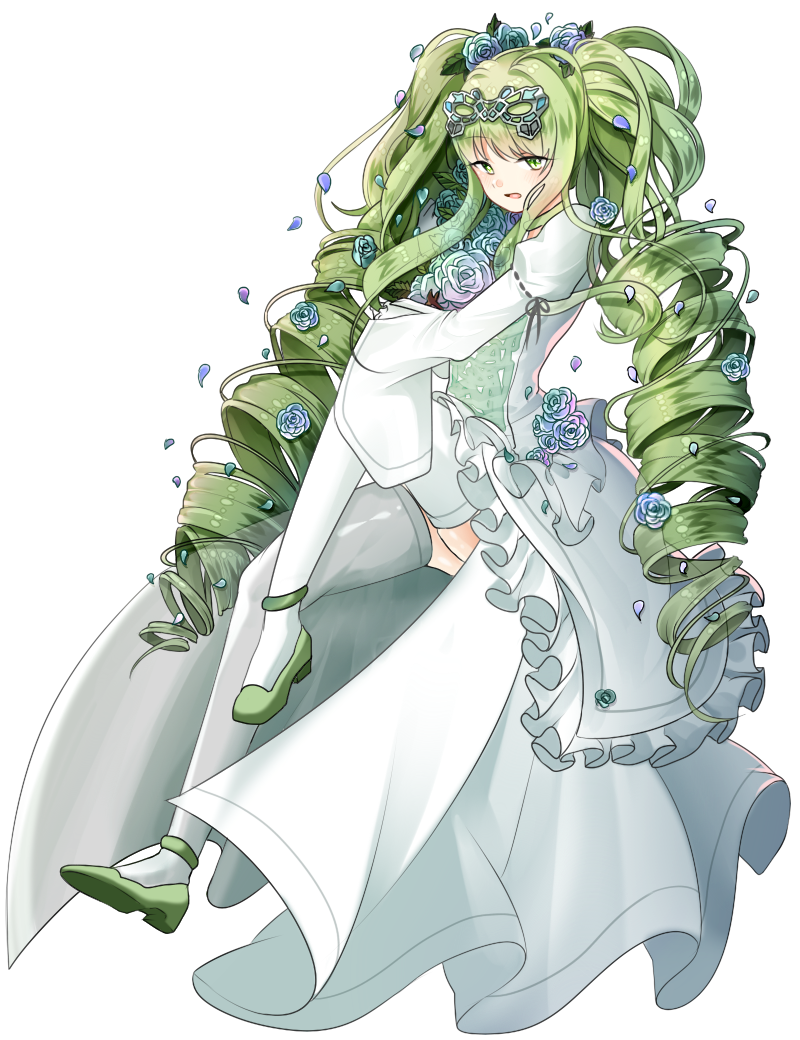 Safebooru 1girl dress drill hair flower green eyes green hair hatsune