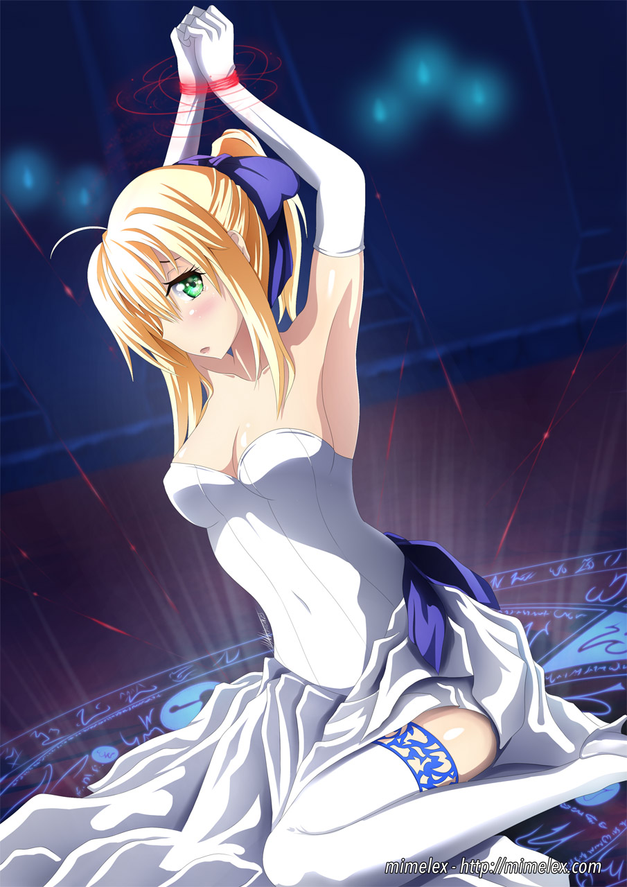 blonde_hair bondage dress fate/stay_night fate(series) green_eyes highres l...