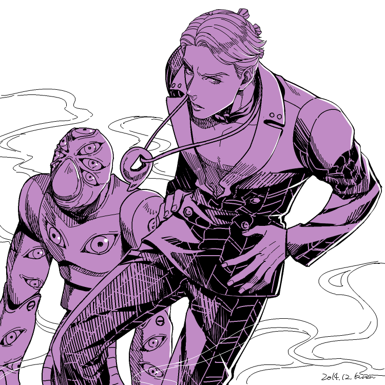 Safebooru 1boy formal jojo no kimyou na bouken kuren monochrome