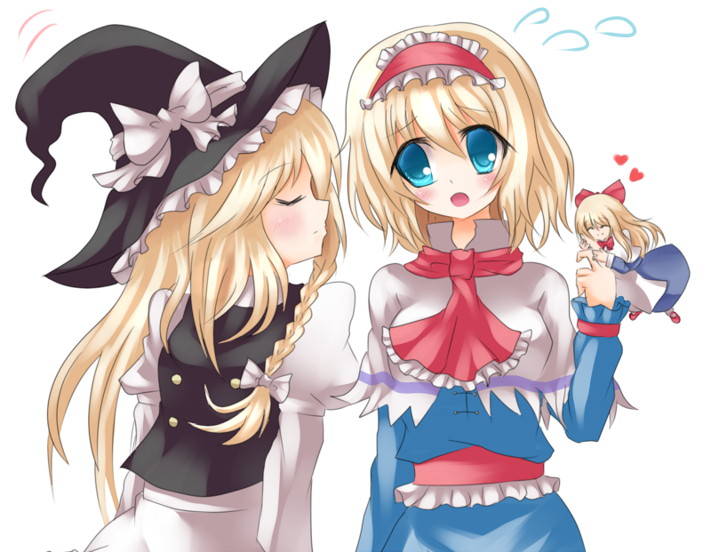 Safebooru 2girls Alice Margatroid Apron Ascot Blonde Hair Blue Eyes Blush Braid Capelet Closed 6913