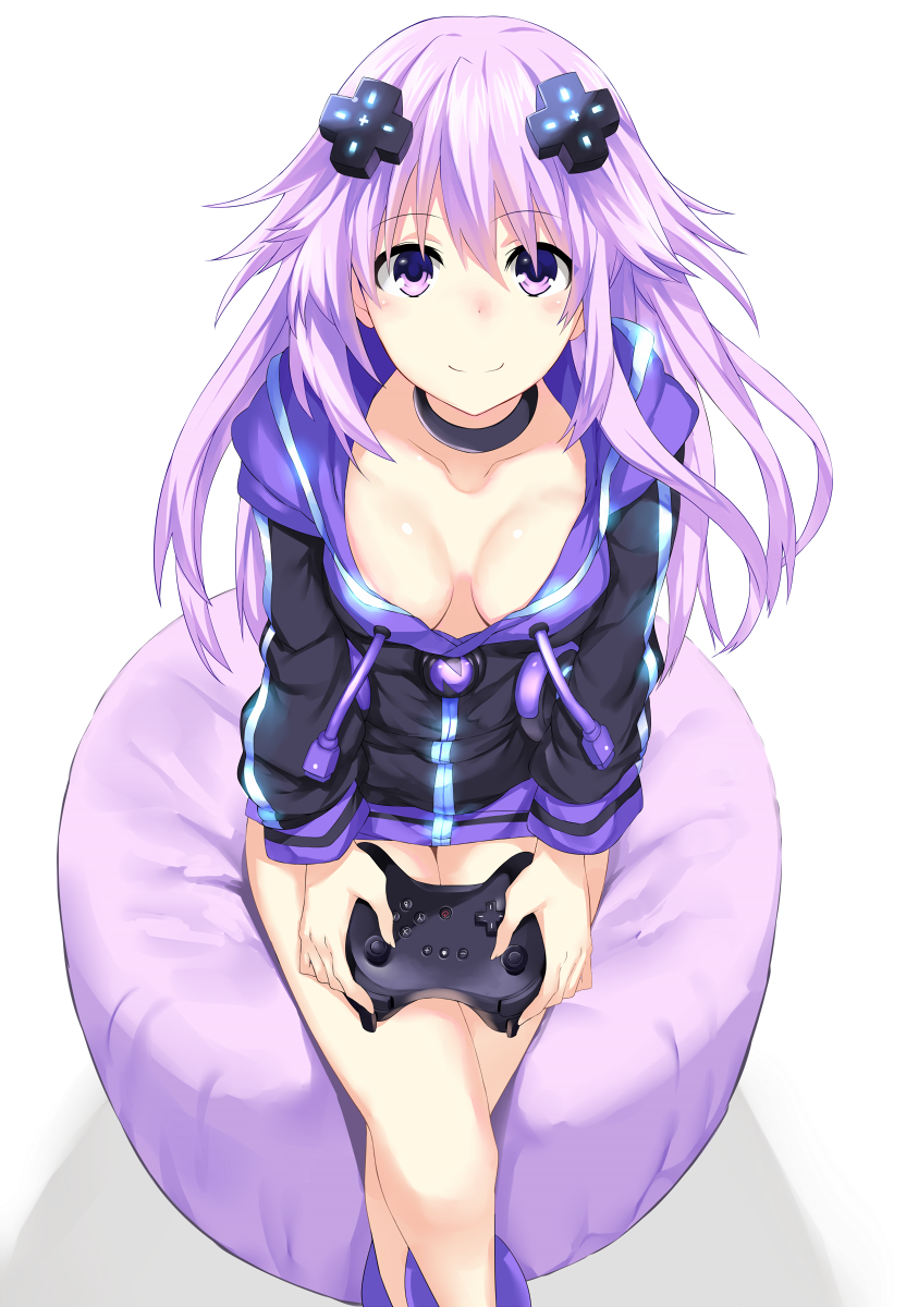 1girl adult_neptune choujigen_game_neptune d-pad hair_ornament hews_hack hi...