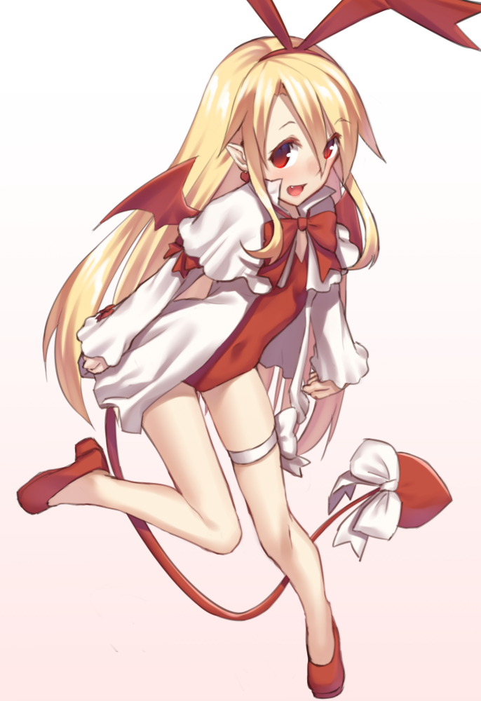 Safebooru - 1girl :d blonde hair bow demon tail demon wings disgaea ...