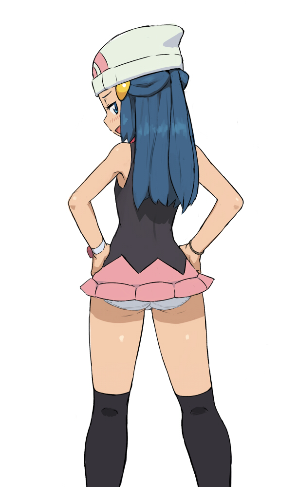 (pokemon) long_hair looking_at_viewer looking_back miniskirt open_mouth pan...