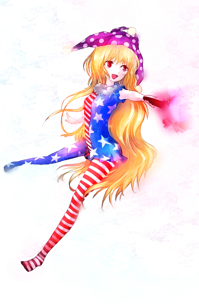 Safebooru - 1girl :d american flag legwear american flag shirt blonde ...