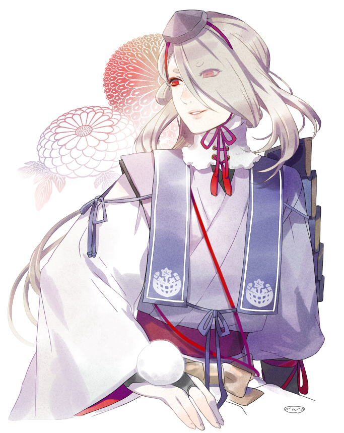 (clothes) red_eyes sode solo stole tokin_hat touken_ranbu.
