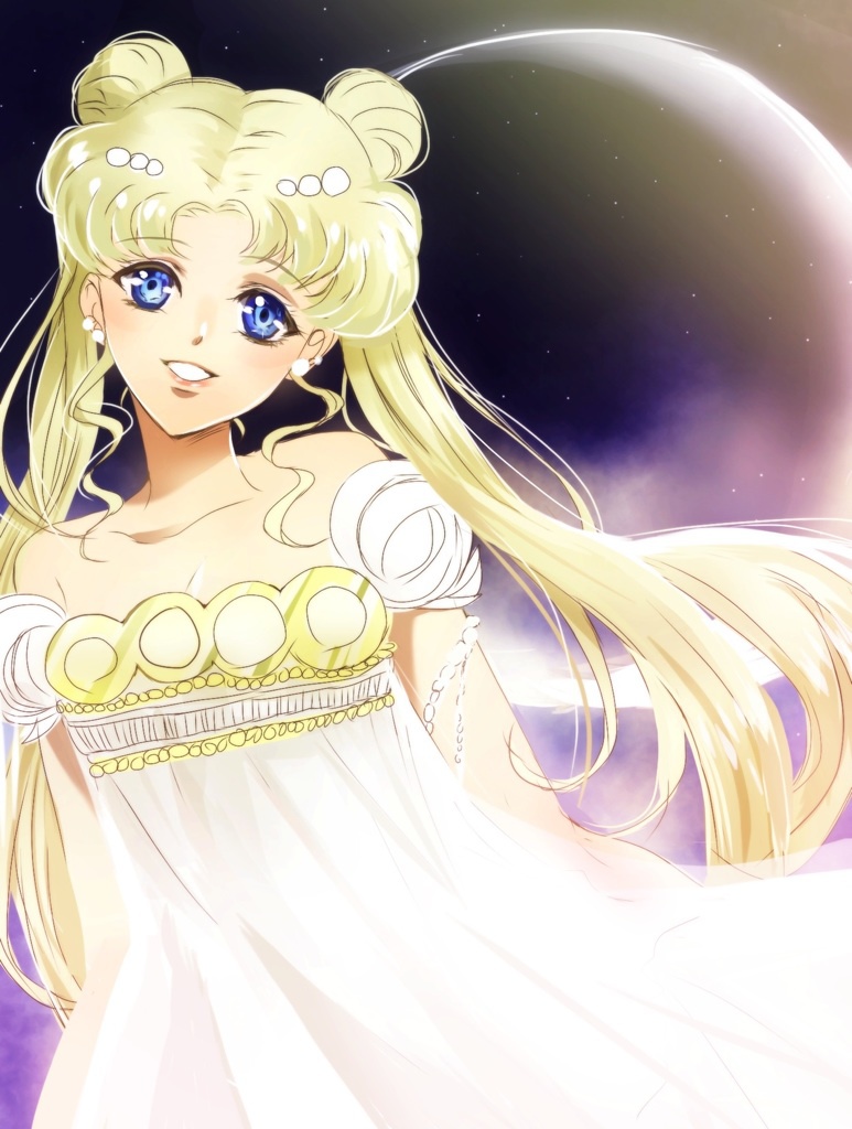 bishoujo_senshi_sailor_moon blonde_hair blue_eyes double_bun dress facial_m...