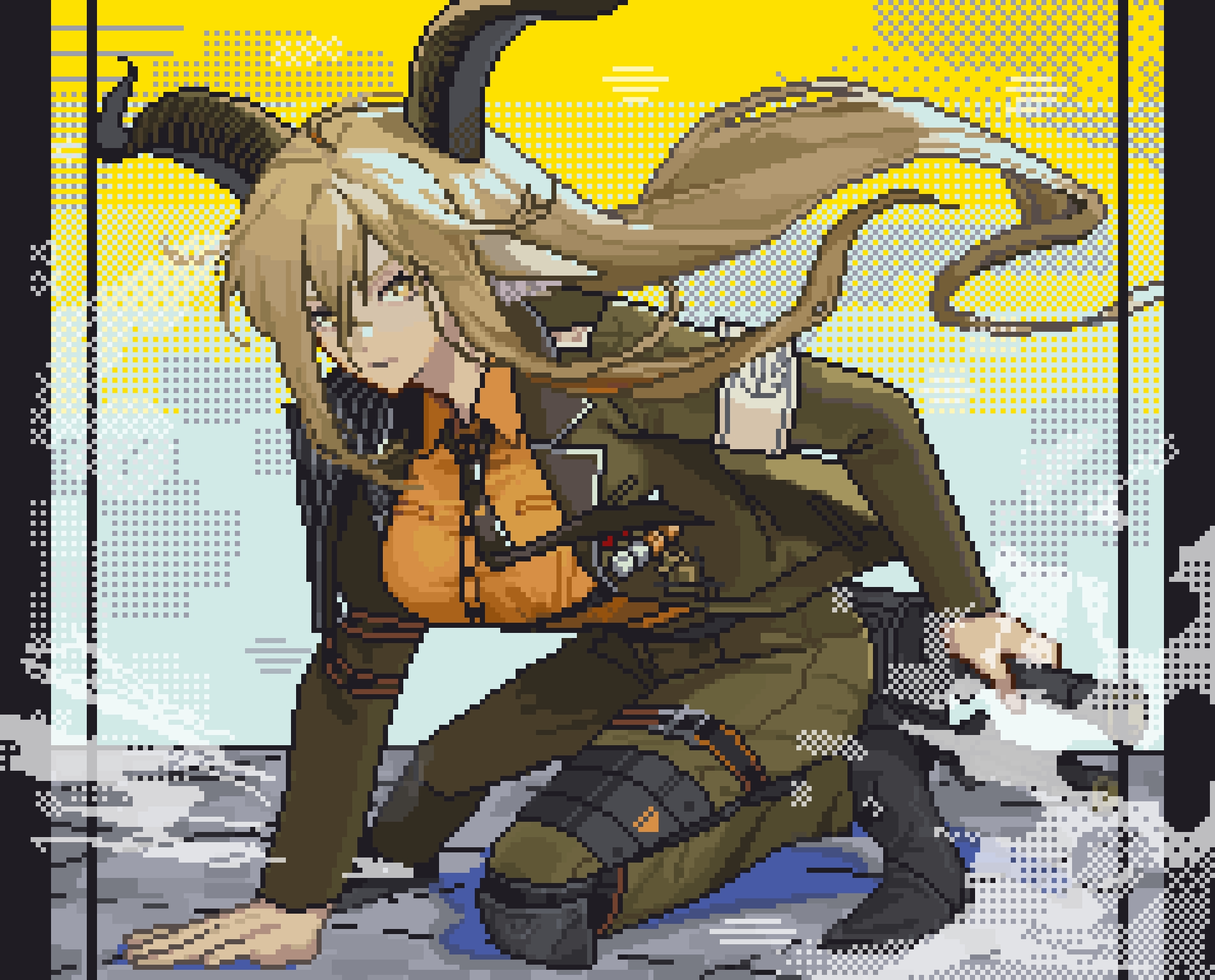 Safebooru - 1girl arknights armband armor black necktie blonde hair ...