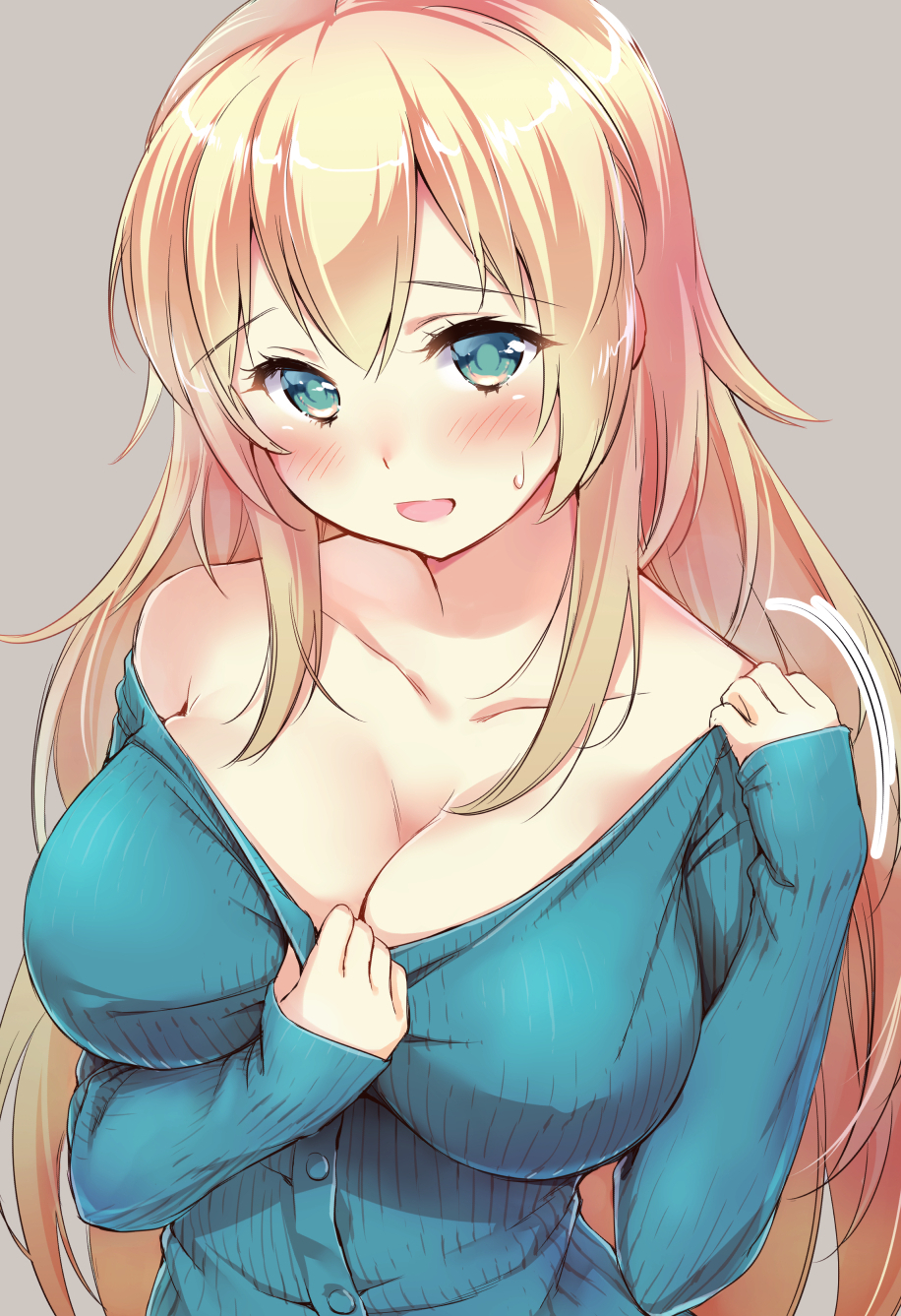 blue_eyes blush breasts cleavage collarbone highres kantai_collection large...