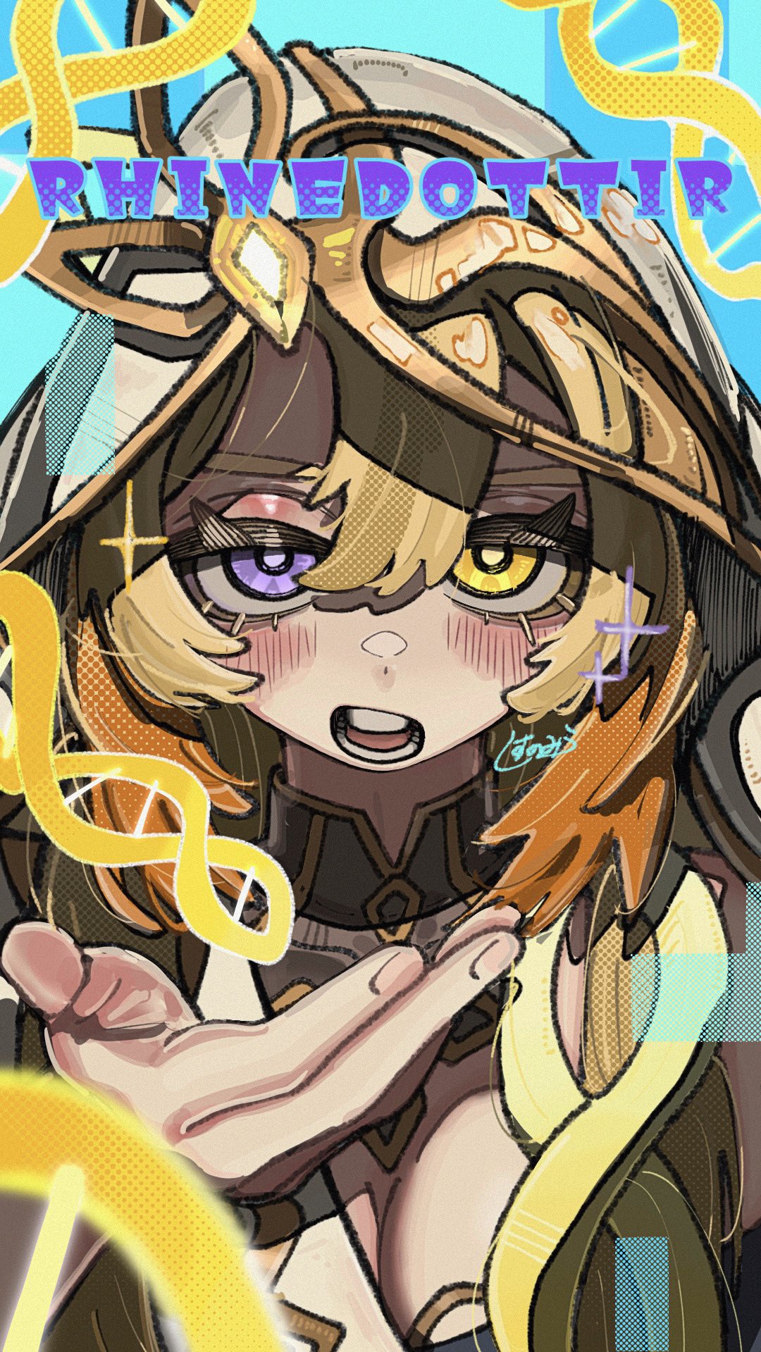 Safebooru - 1girl blonde hair breasts dress genshin impact hair between ...
