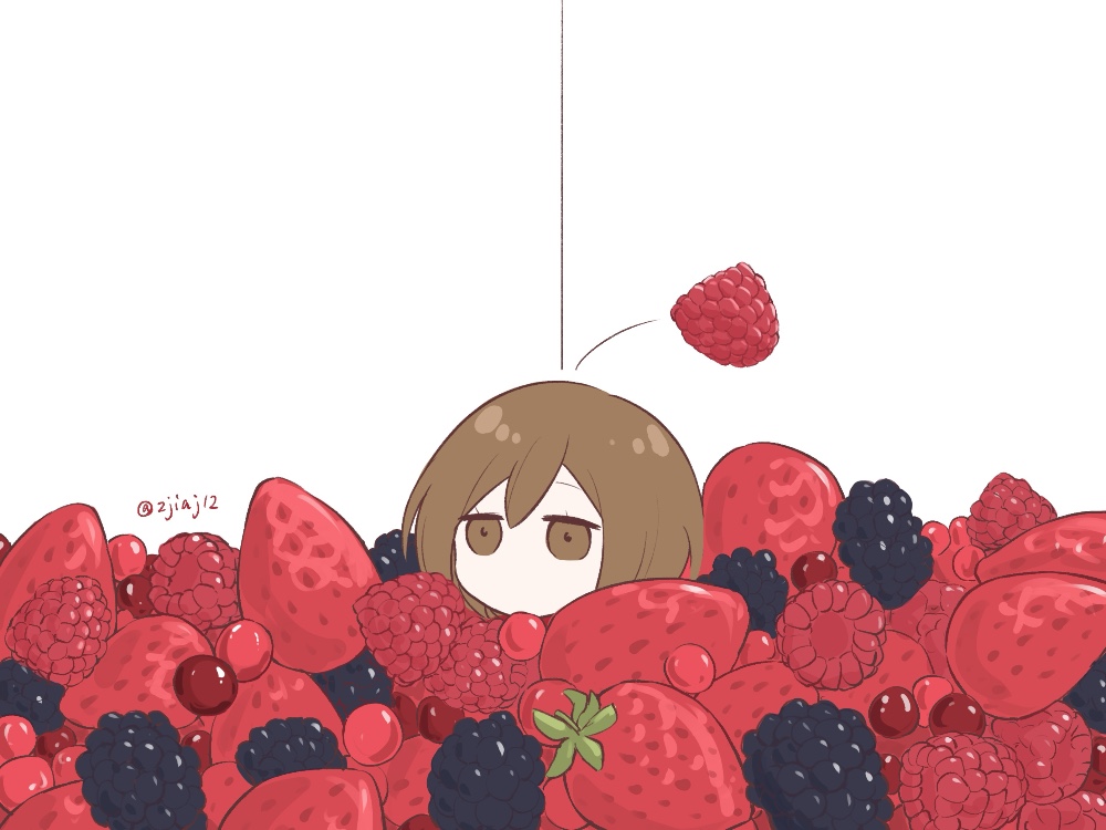 Chibi Blowing Raspberry Safebooru - 1girl berry blackberry (fruit) brown eyes brown hair chibi ...