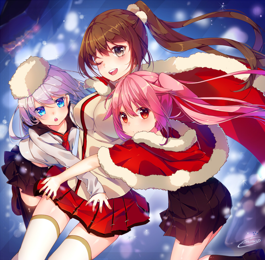 Safebooru 3girls Blue Eyes Brown Eyes Brown Hair Harusame Kantai