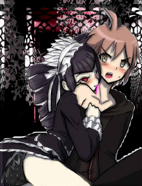 1boy 1girl celestia_ludenberck dangan_ronpa dangan_ronpa_1 naegi_makoto.