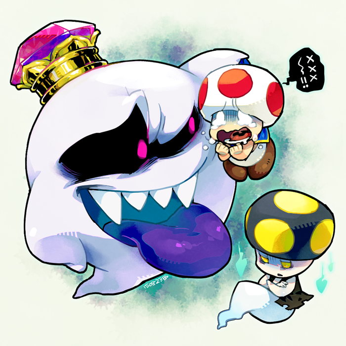 3boys crying ghost ghost_tail king_boo luigi's_mansion super_mario_bro...