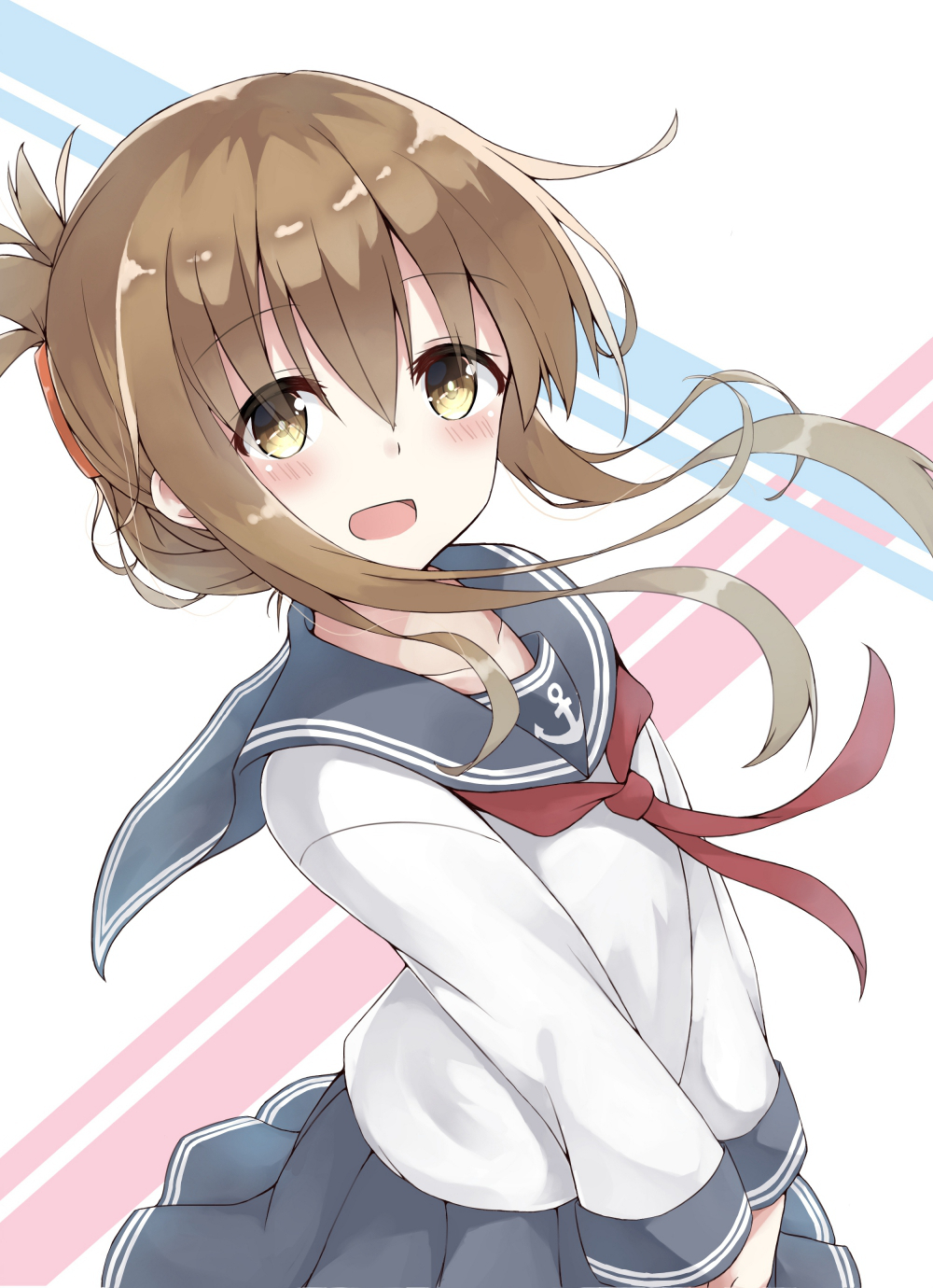 Safebooru 1girl Anchor Symbol Brown Eyes Brown Hair Highres Inazuma