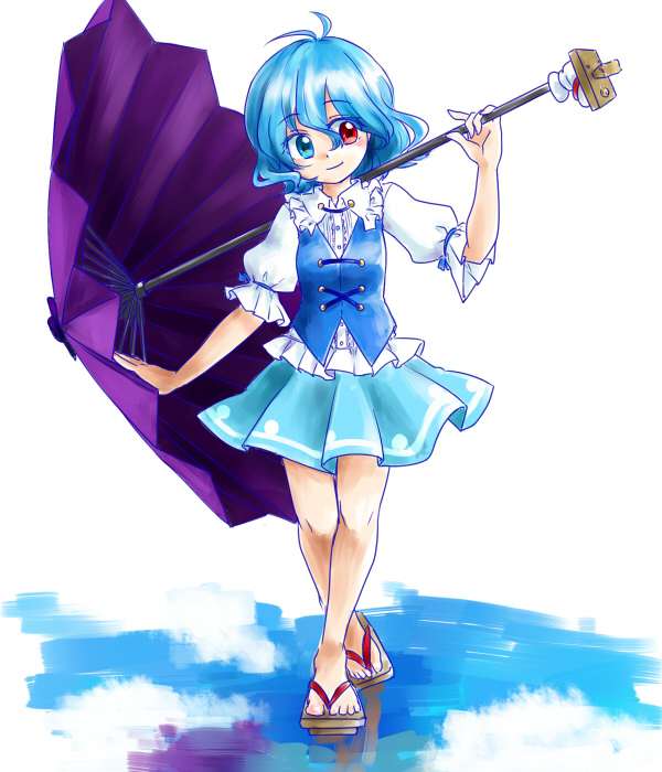 Safebooru 1girl Blue Hair Commentary Request Geta Gimicalmas Heterochromia Juliet Sleeves 3068