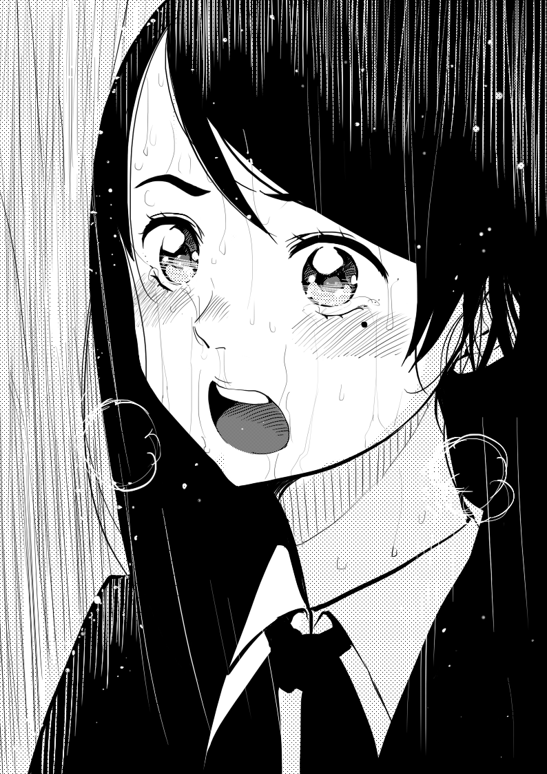 Safebooru 1girl Breath Commentary Request Face Greyscale Mole Mole Under Eye Monochrome 7988