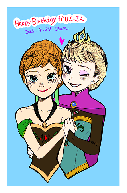 Safebooru 2girls Anna Frozen Arm Around Waist Blonde Hair Couple Elsa Frozen Frozen
