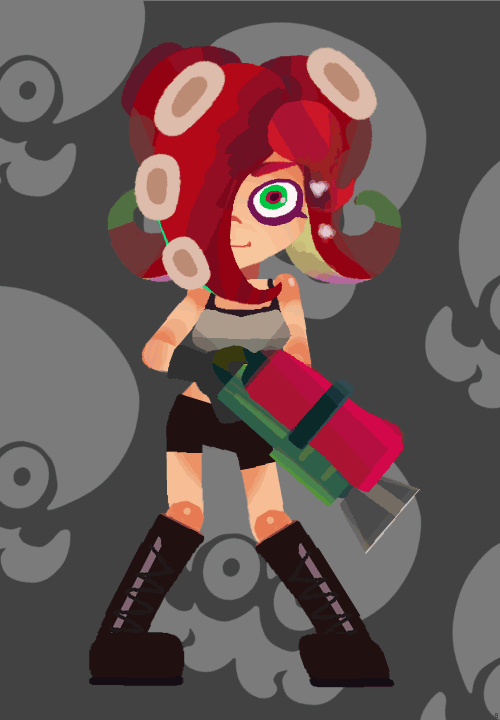 1girl animated animated_gif green_eyes looking_at_viewer minus8 octoling sp...