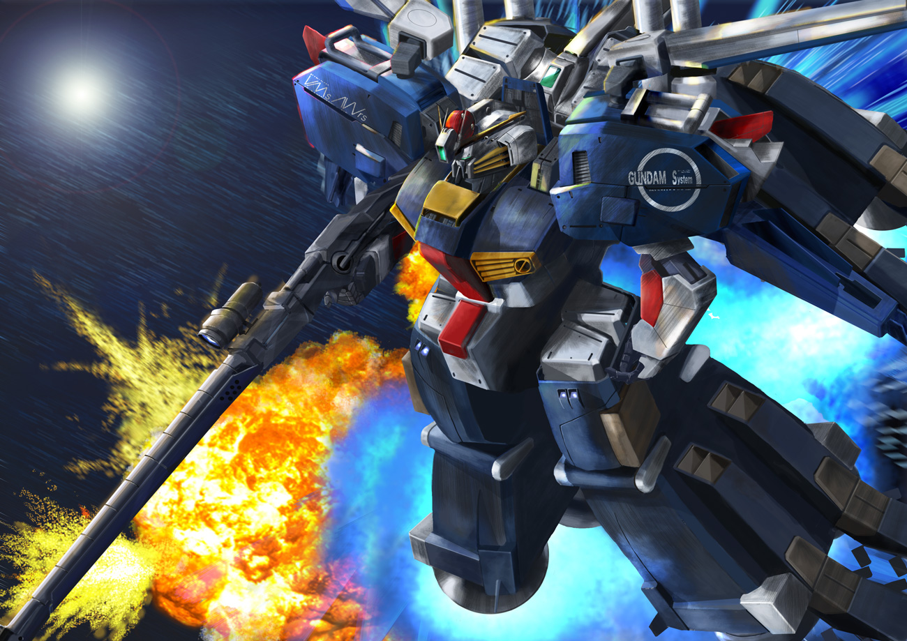 Safebooru - armor beam rifle energy gun ex-s gundam explosion flying ...