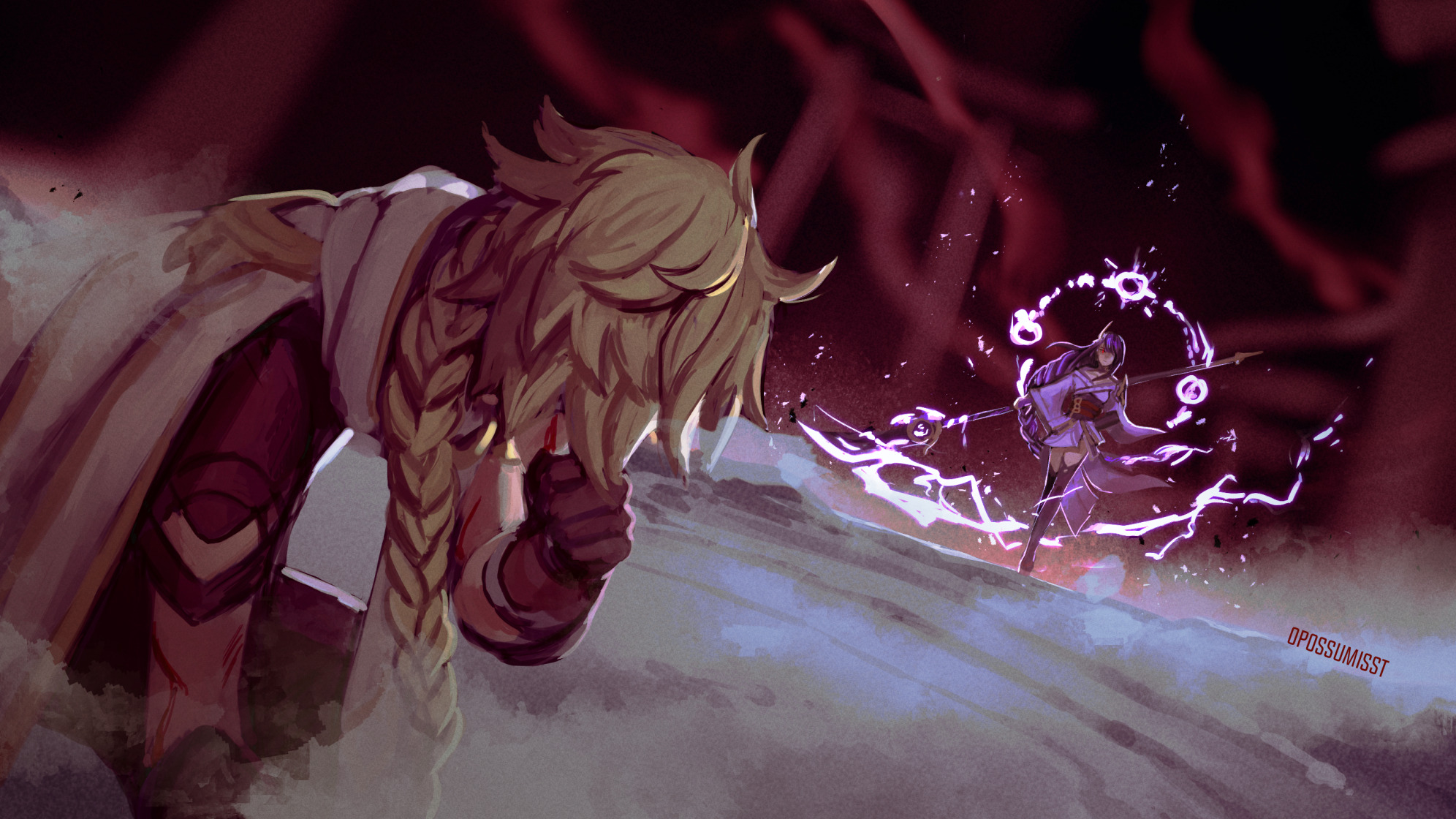 Raiden shogun, aether from genshin impact | safebooru.org