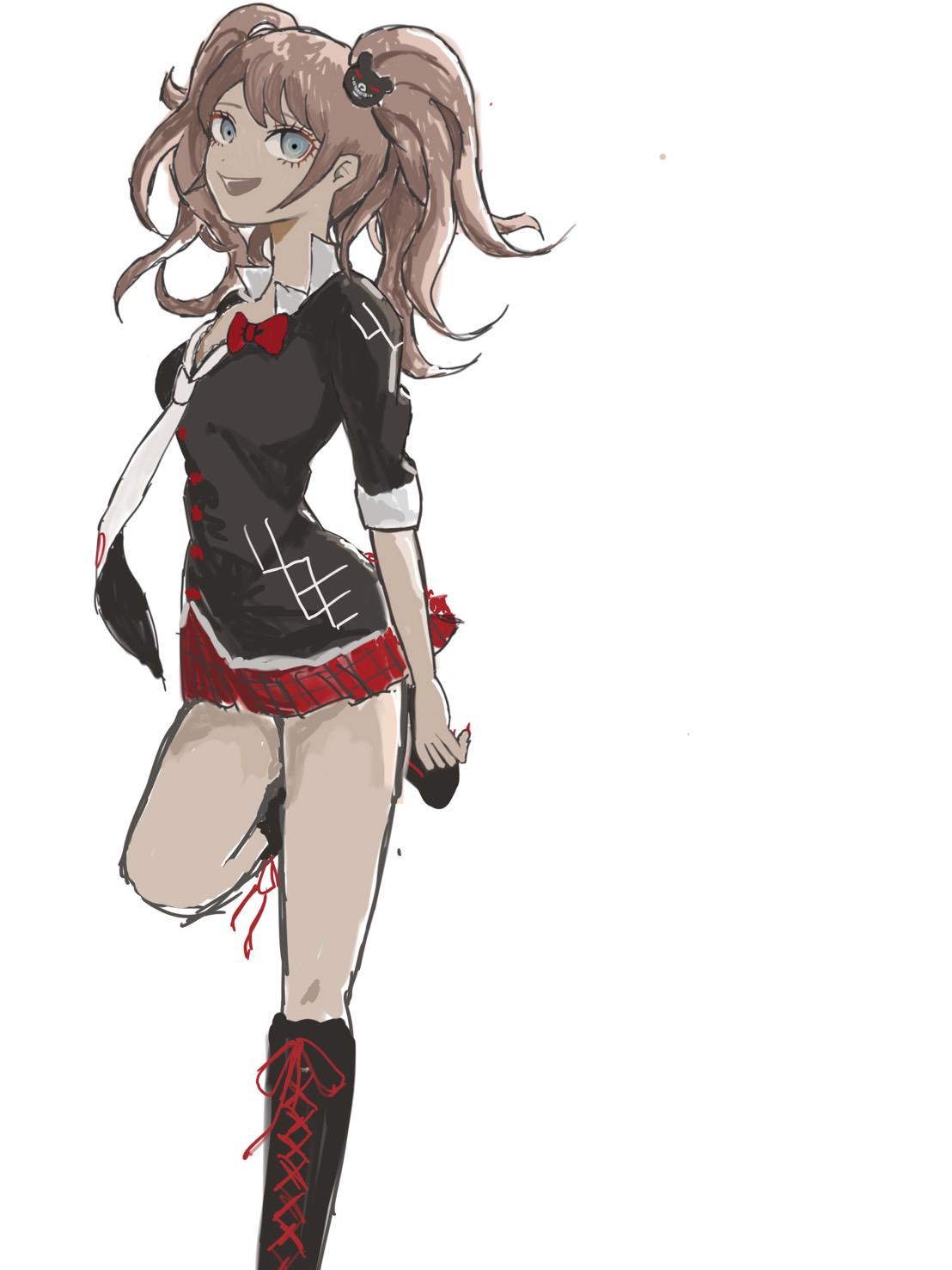 Safebooru - 1girl black boots black shirt blonde hair blue eyes boots ...