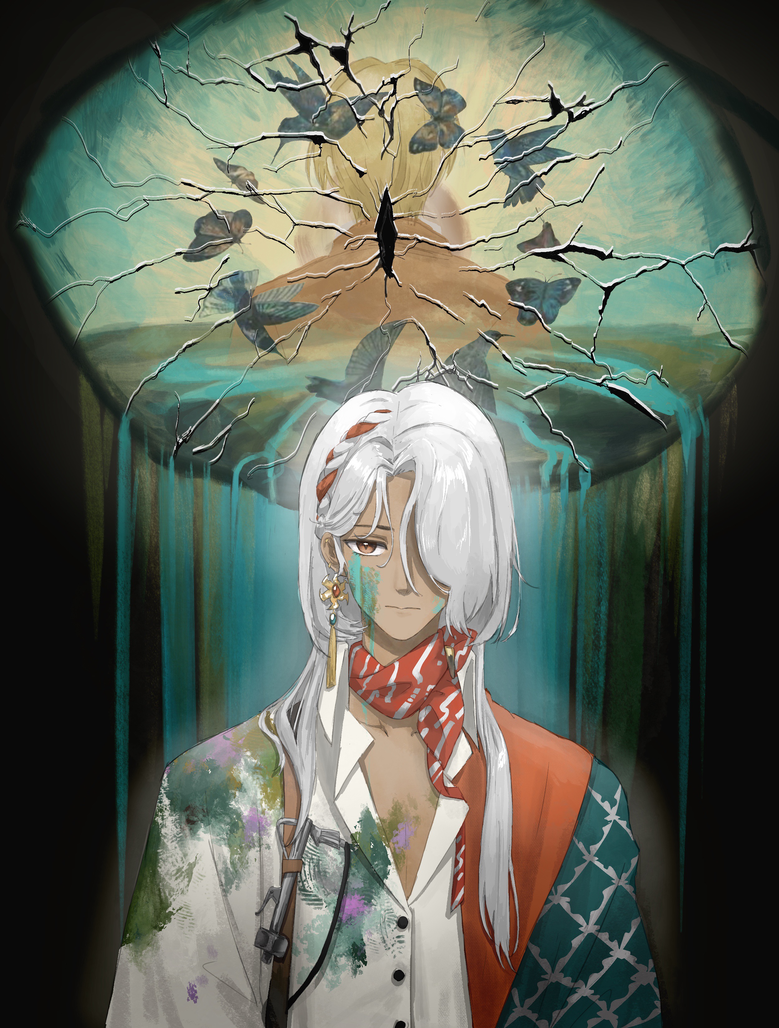 Safebooru - 1girl absurdres anil (reverse:1999) bird brown eyes bug ...