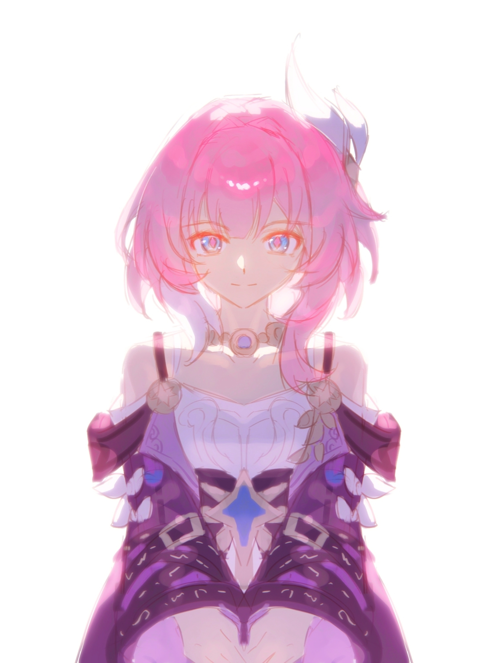 Safebooru - 1girl bare shoulders blue eyes breasts chinese commentary ...