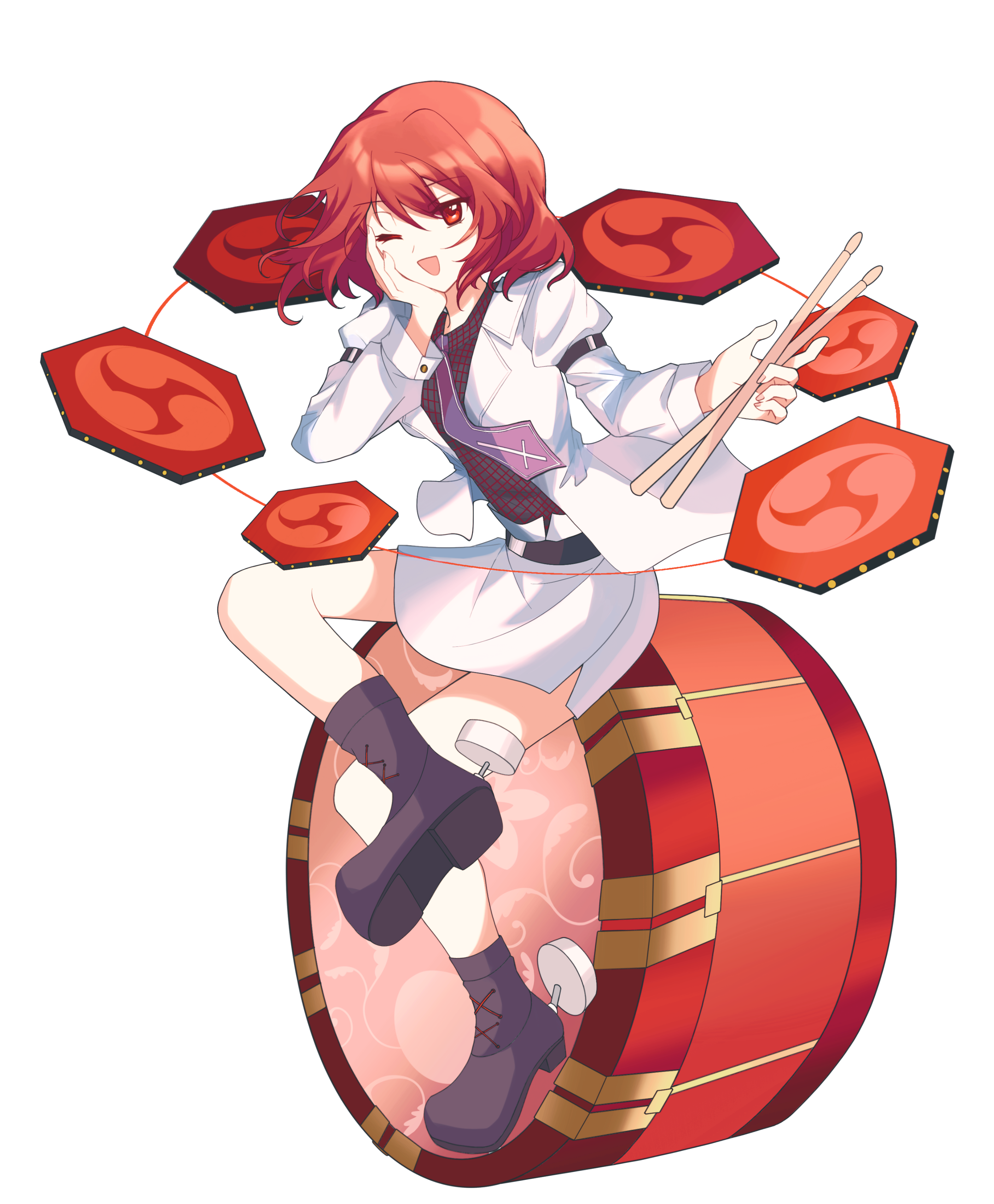 Safebooru - 1girl :d absurdres belt black belt black boots black shirt ...