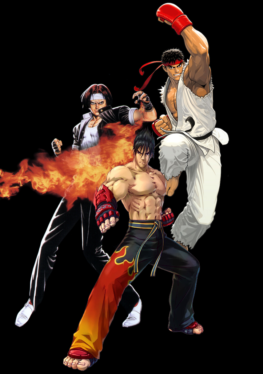 3boys capcom crossover kazama_jin king_of_fighters kusanagi_kyou multiple_b...