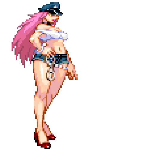 1girl animated animated_gif blowing_kiss final_fight high_heels navel pink_...
