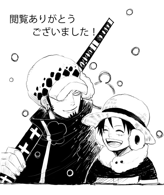 Safebooru 2boys hat jacket monkey d luffy monochrome multiple boys