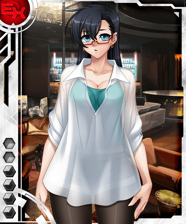 1girl blue_eyes breasts card(medium) female fuuma_tokiko glasses kagami_hir...