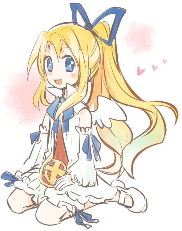 Safebooru 1girl Blonde Hair Blue Eyes Detached Sleeves Disgaea Flonne Gradient Gradient 4957