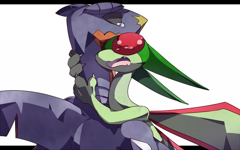 claws crying fangs flygon garchomp horns pokemon simple_background tagme te...