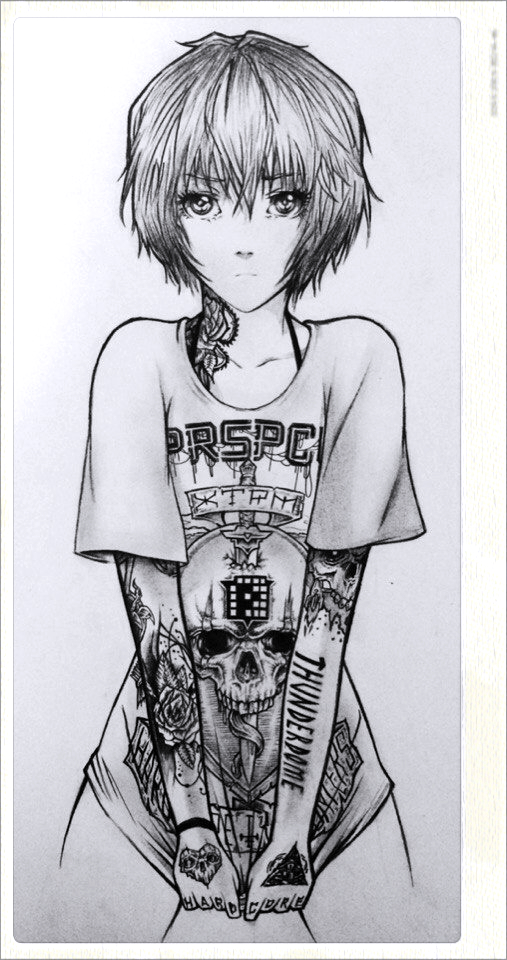 Аниме тянка эскиз тату