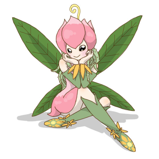 1girl boots digimon fairy fairy_wings female lillymon smile solo wings.
