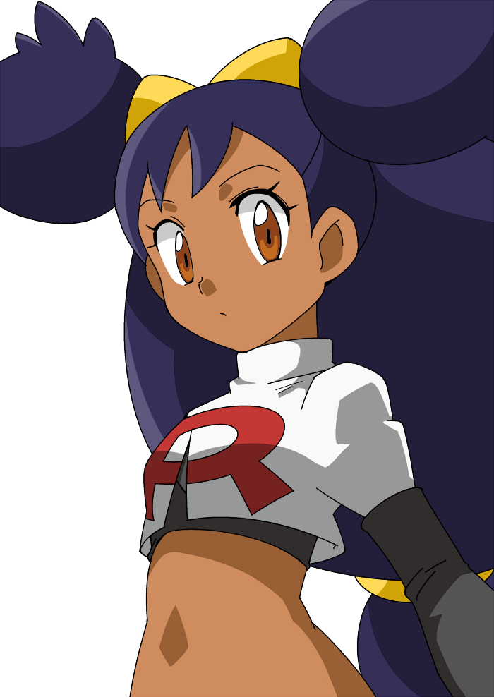 brown_eyes hainchu iris(pokemon) navel pokemon purple_hair team_rocket(cosp...