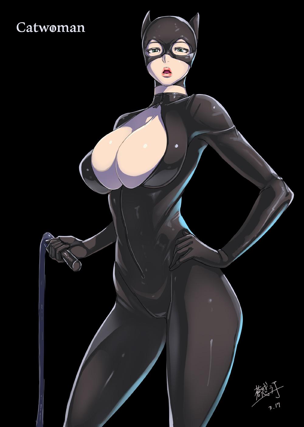 ao_madou-shi batman(series) bodysuit breasts catwoman dc_comics large_breas...