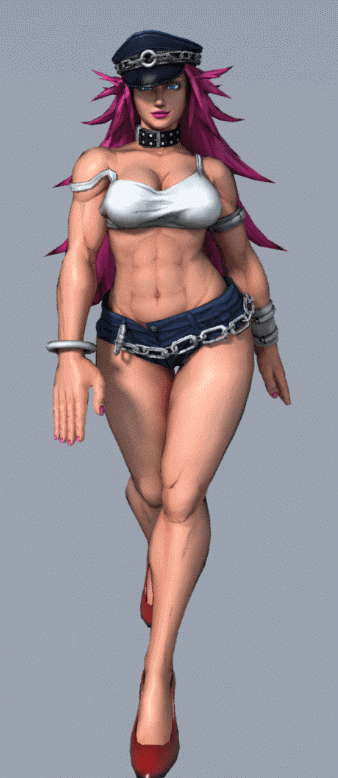 1girl 3d abs animated animated_gif bouncing_breasts breasts cleavage female...