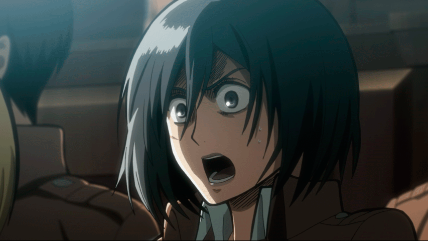Safebooru 1girl Animated Animated Black Eyes Black Hair Mikasa Ackerman Open Mouth Scar