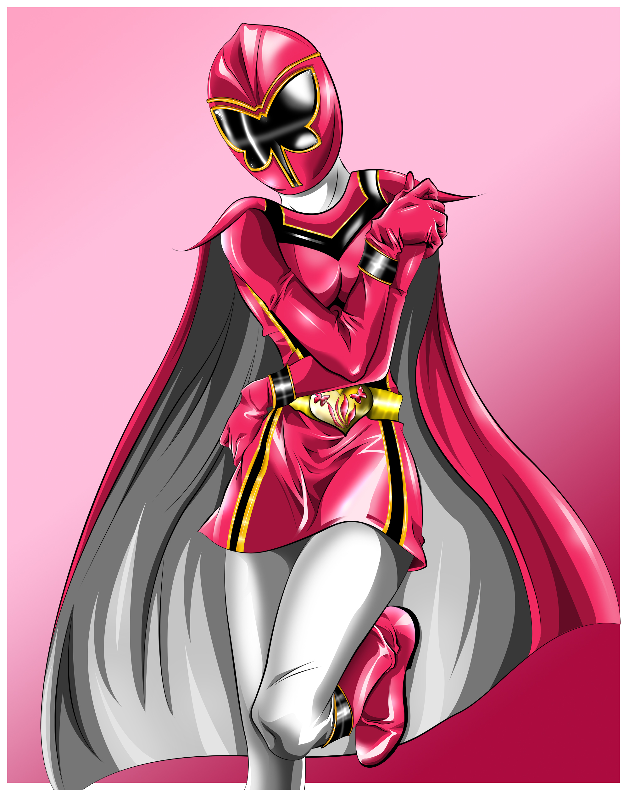 Safebooru - breasts cape highres legs magipink mahou sentai magiranger ...