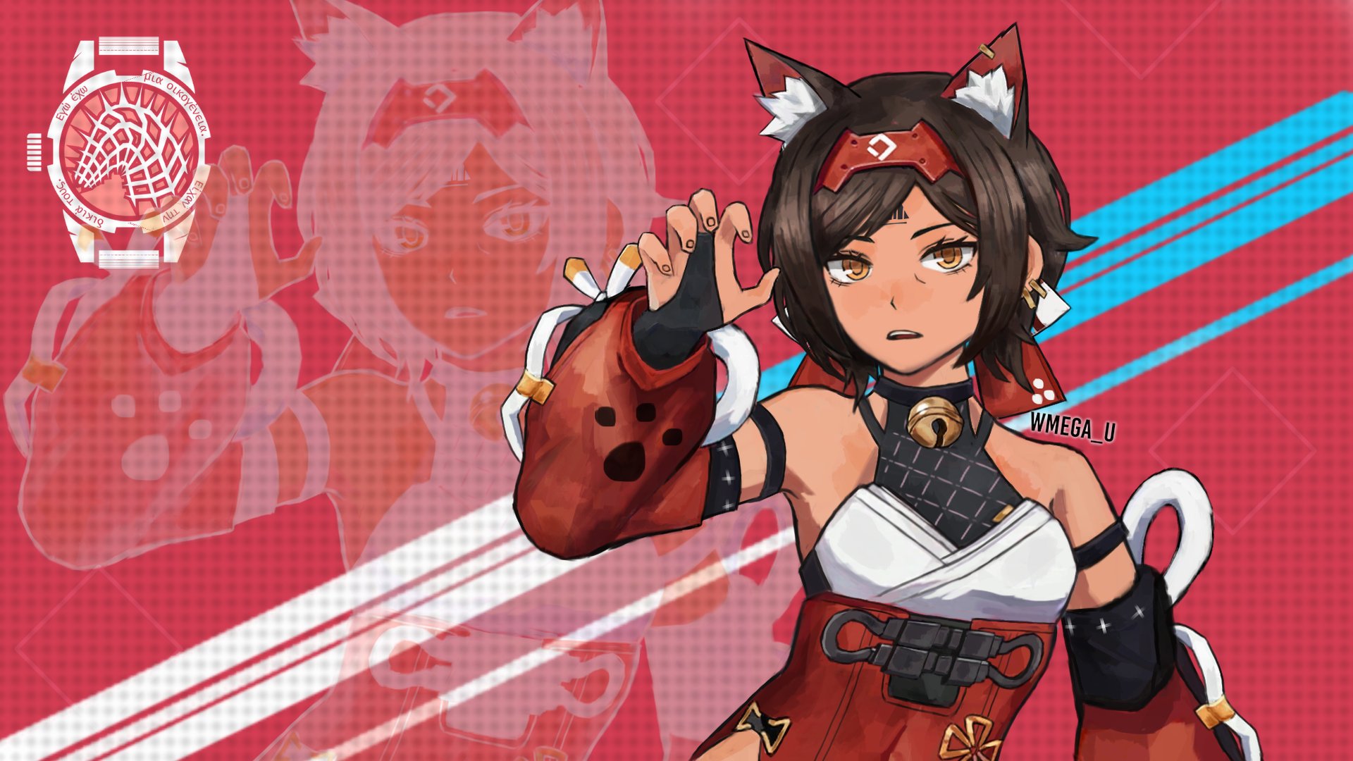 Safebooru 1girl animal ears bell black hair claw pose cosplay