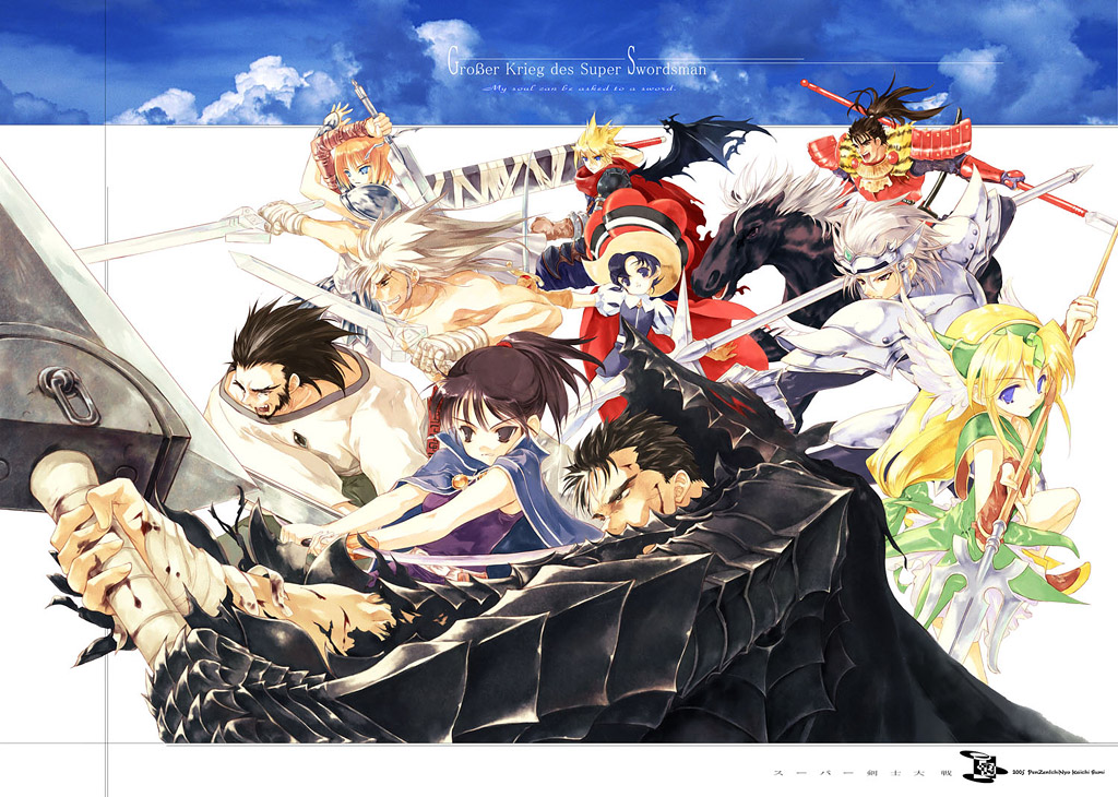 Safebooru 4girls 90s bastard!! berserk berserker armor blonde hair buster sword clare