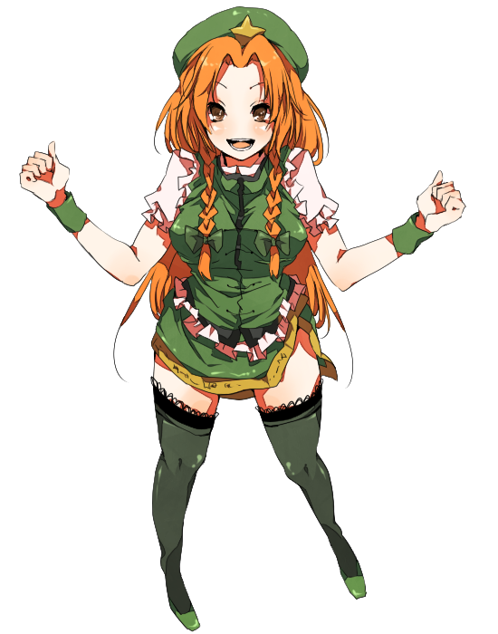 Safebooru - braid from above hong meiling ren (zero second) thigh-highs ...