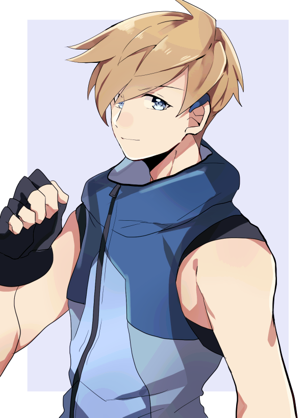 1boy ace_trainer(pokemon) black_gloves blonde_hair blue_eyes clenched_hand ...