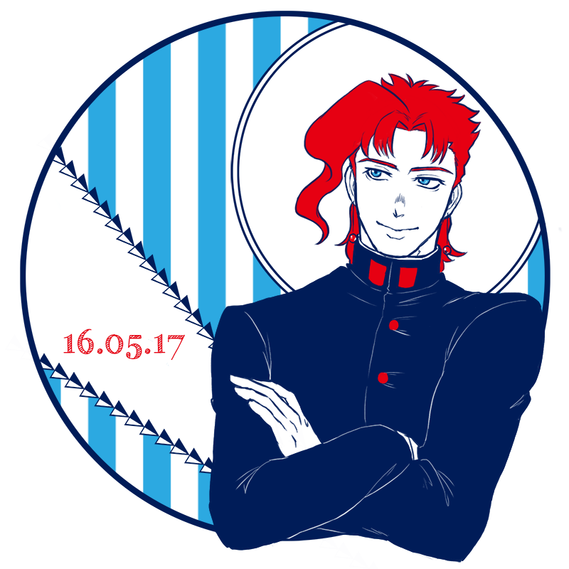 Safebooru 1boy aokomaiori blue eyes crossed arms dated earrings