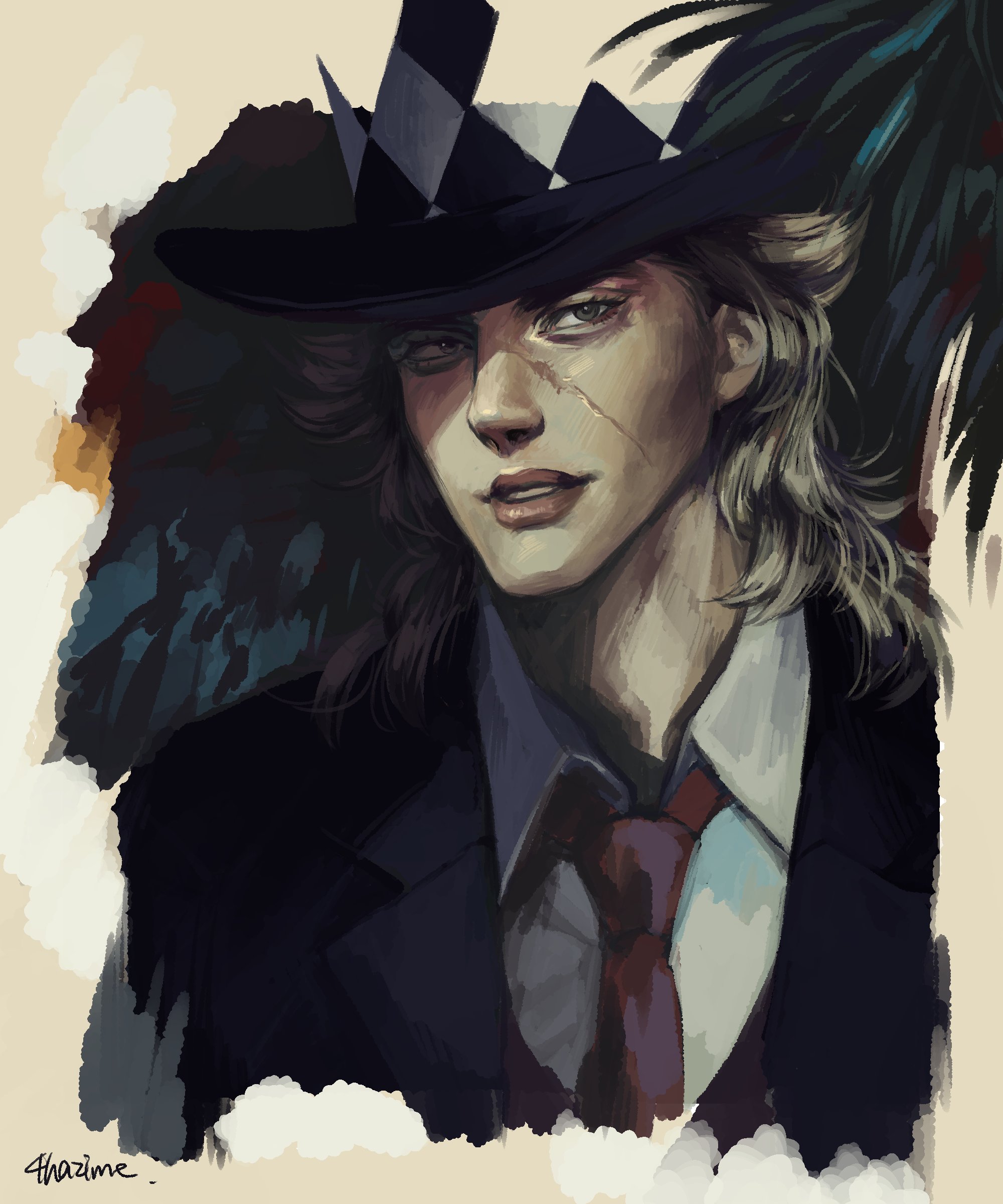 Safebooru 1boy Absurdres Argyle Artist Name Blonde Hair Formal Grey Eyes Hat Highres Jojo No 2968